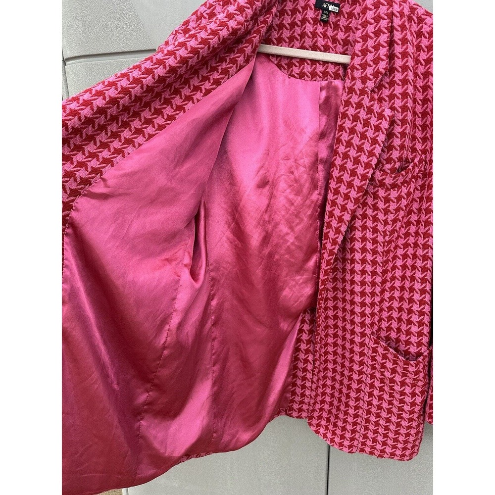 AFRM Sassy XL Pink Red Herringbone Lined Oversized Fit Blazer Barbie core READ - Picture 10 of 16
